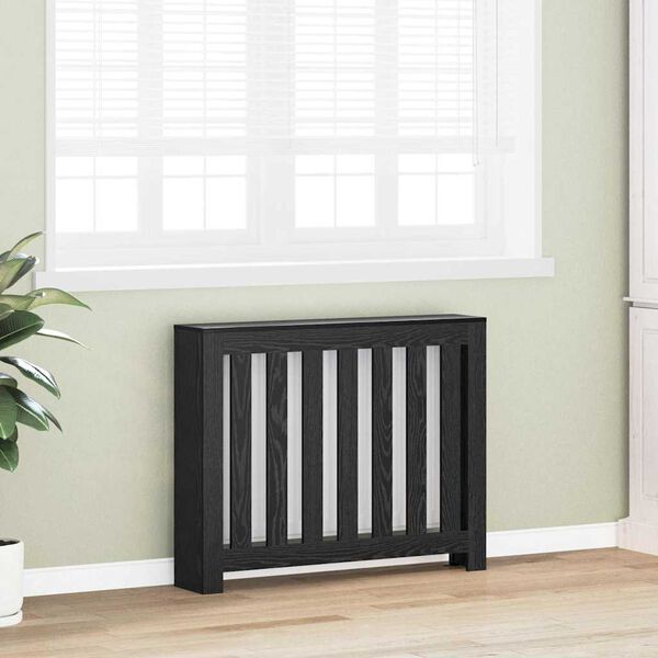 vidaXL Radiator Cover Black Oak 104 x 20 x 82 cm Engineered Wood