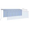 vidaXL Manual Retractable Awning with Blind 4.5x3m Blue&White