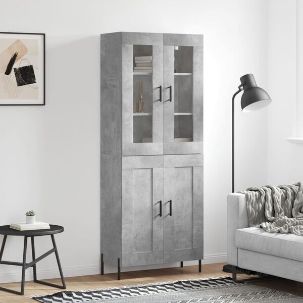 vidaXL Highboard Concrete Grey 69.5x34x180 cm Engineered Wood