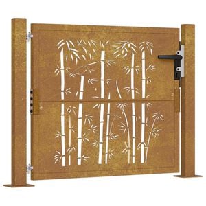 vidaXL Garden Gate 100x75 cm Corten Steel Bamboo Design