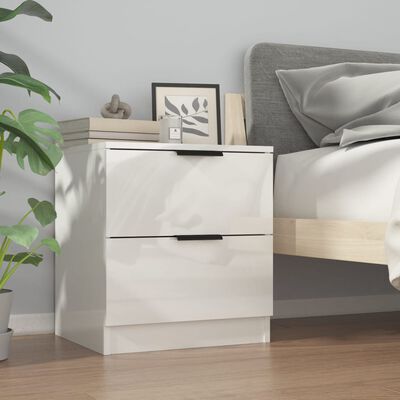 vidaXL Bedside Cabinets 2 pcs High Gloss White Engineered Wood