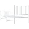vidaXL Metal Bed Frame without Mattress with Footboard White 75x190cm