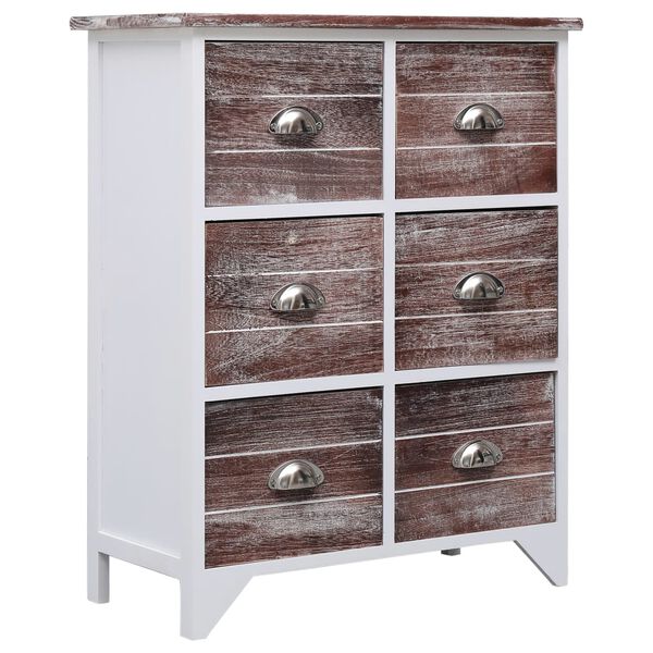 vidaXL Side Cabinet with 6 Drawers Brown 60x30x75 cm Paulownia Wood
