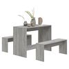 vidaXL 3 Piece Dining Set Grey Sonoma Engineered Wood