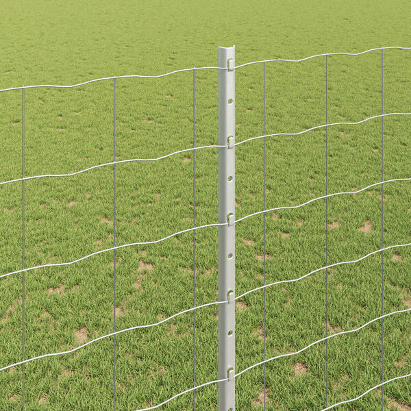 vidaXL Fence with Post Silver 1.5 x 10 m Steel
