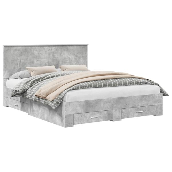 vidaXL Bed Frame Concrete Grey 160 x 200 cm Engineered Wood
