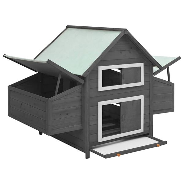 vidaXL Chicken Coop Grey and White 150x96x110 cm Solid Firwood