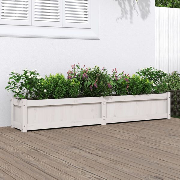 vidaXL Garden Planter White 180x31x31 cm Solid Wood Pine