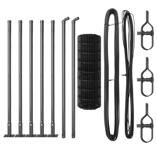 vidaXL Fence with Posts Grey 0.4 x 10 m Steel