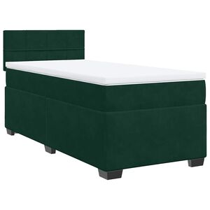 vidaXL Box Spring Bed with Mattress Dark Green 90x190 cm Velvet