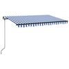vidaXL Manual Retractable Awning with LED 400x350 cm Blue and White