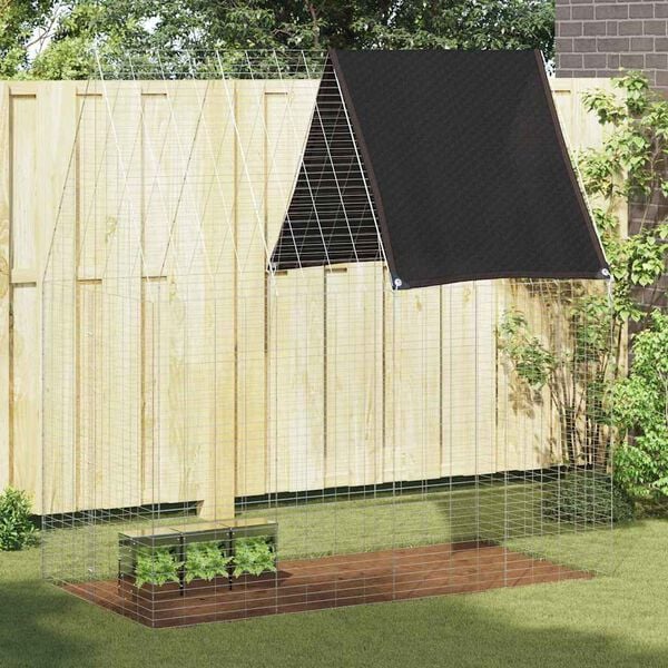 vidaXL Rabbit Cage Silver 200 x 100 x 210 cm Galvanised Steel