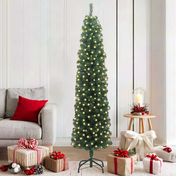 vidaXL Artificial Christmas Tree with 300 LEDs with Stand Green 180 cm