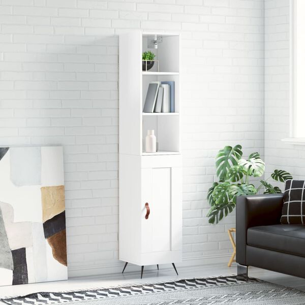 vidaXL Highboard High Gloss White 34.5x34x180 cm Engineered Wood