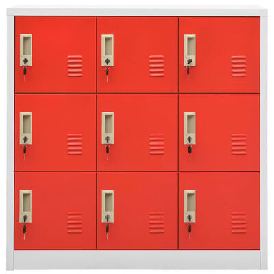 vidaXL Locker Cabinets 5 pcs Light Grey and Red 90x45x92.5 cm Steel