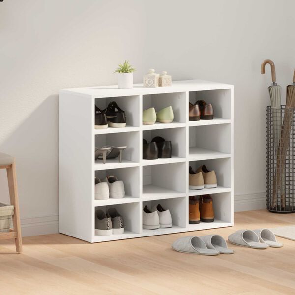 vidaXL Shoe Cabinet with Shelf White 77.5 x 30 x 67 cm Engineered Wood
