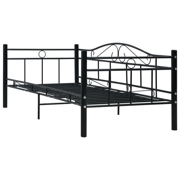 vidaXL Daybed Frame without Mattress Black Metal 90x200cm
