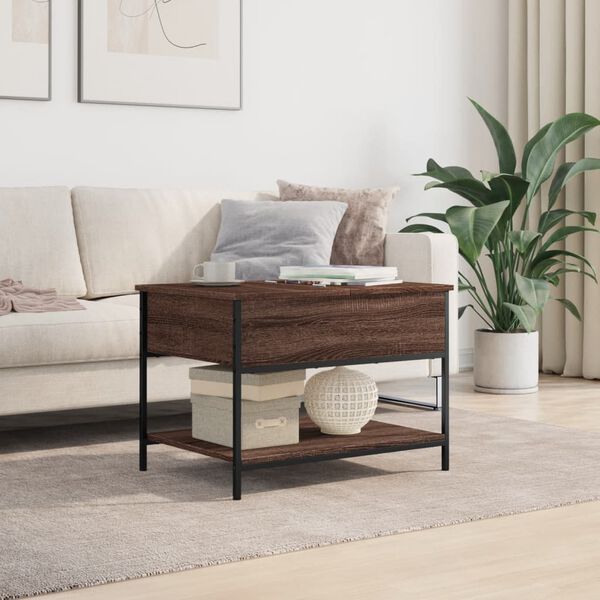 vidaXL Coffee Table Brown Oak 70x50x50 cm Engineered Wood and Metal