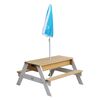 AXI Sand and Water Picnic Table Nick with Umbrella Brown and White