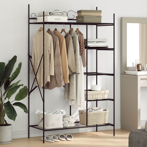 vidaXL Open Wardrobe with Shelf Black 104.5 x 45 x 172 cm Steel