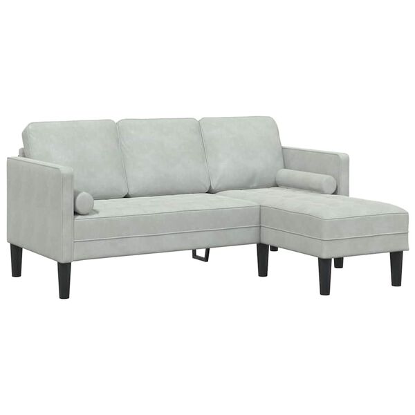 vidaXL Sofa Set with Cushion 2 pcs Light Grey Polyester