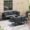 vidaXL Garden Sofa Set with Cushion 6 pcs Black Aluminium