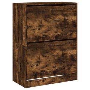 vidaXL Shoe Cabinet with 2 Flip-Drawers Smoked Oak 80x42x108 cm