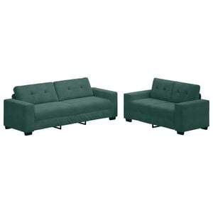 vidaXL Sofa 2 pcs Dark Green 221 x 80 x 80 cm Fabric