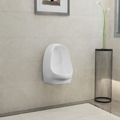 vidaXL Wall Hung Urinal with Flush Valve Ceramic White