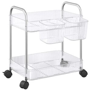 vidaXL Storage Trolley 2-Tier Transparent 37x28x43,5 cm Acrylic