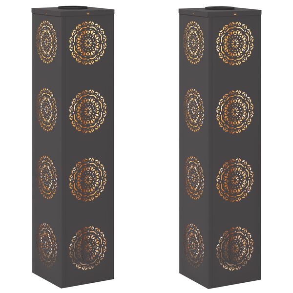 vidaXL Solar LED Pathway Light 2 pcs Black Cold Rolled Steel