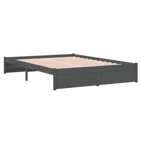 vidaXL Bed Frame without Mattress Grey Solid Wood 140x200 cm