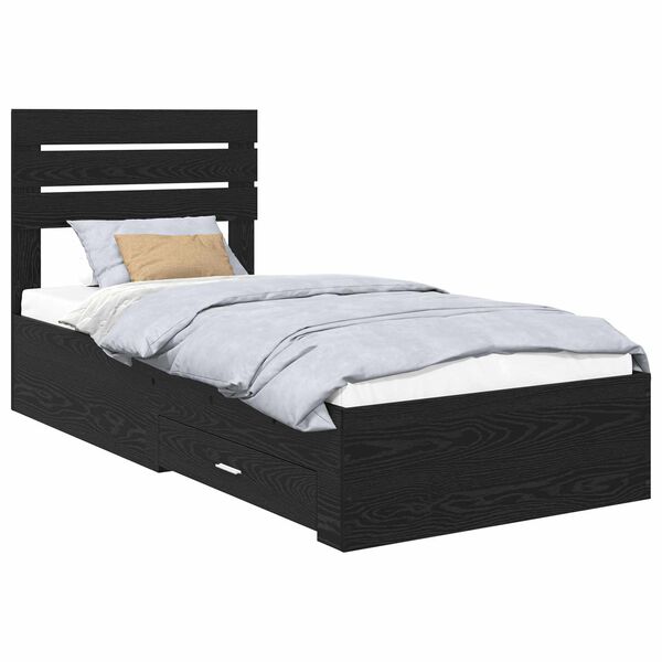 vidaXL Bed Frame with Drawer with Headboard Manual Engineered Wood