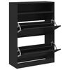 vidaXL Shoe Cabinet with 2 Flip-Drawers Black 80x34x116 cm