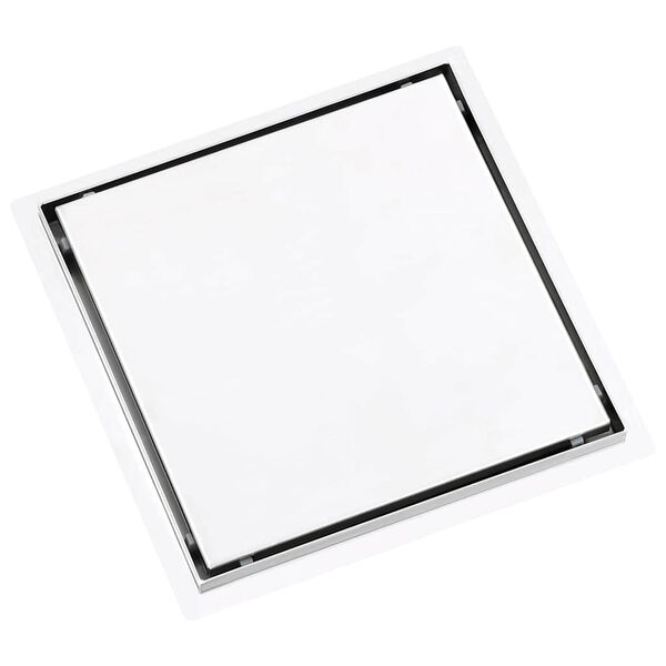vidaXL Shower Drain With 2-in-1 Flat and Tile Insert Cover 28x28 cm Stainless Steel