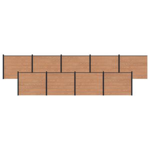 vidaXL Fence Panel 9 pcs WPC and Aluminium Brown