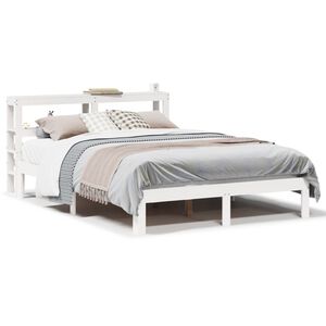vidaXL Bed Frame with Headboard without Mattress White 140x200 cm