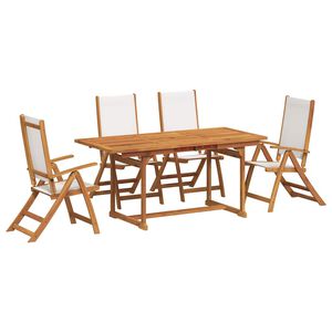 vidaXL 5 Piece Garden Dining Set Solid Wood Acacia and Textilene