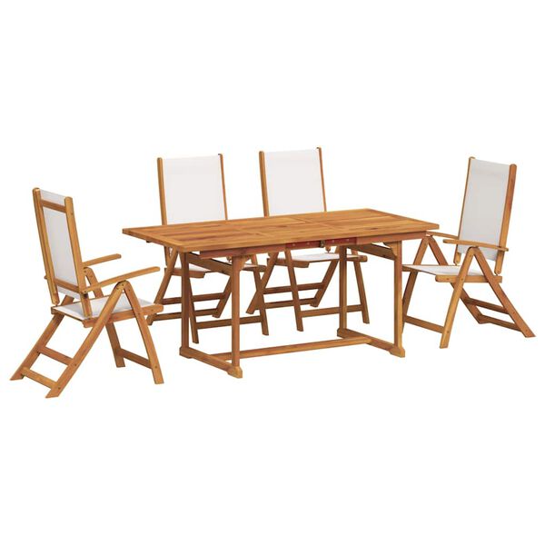 vidaXL 5 Piece Garden Dining Set Solid Wood Acacia and Textilene