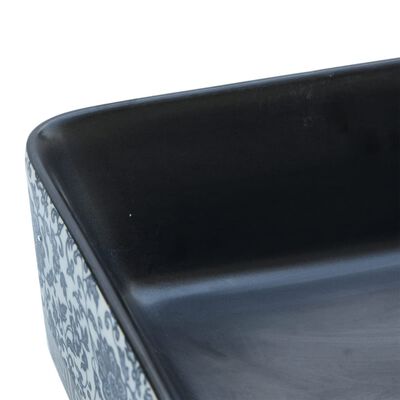 vidaXL Countertop Basin Black and Blue Rectangular 46x35.5x13 cm Ceramic