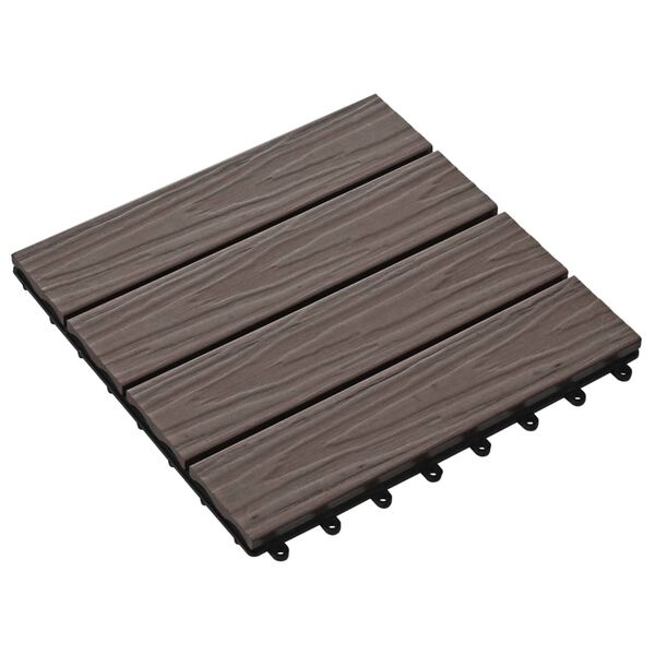 vidaXL 11 pcs Decking Tiles Deep Embossed WPC 30x30 cm 1 sqm Dark Brown