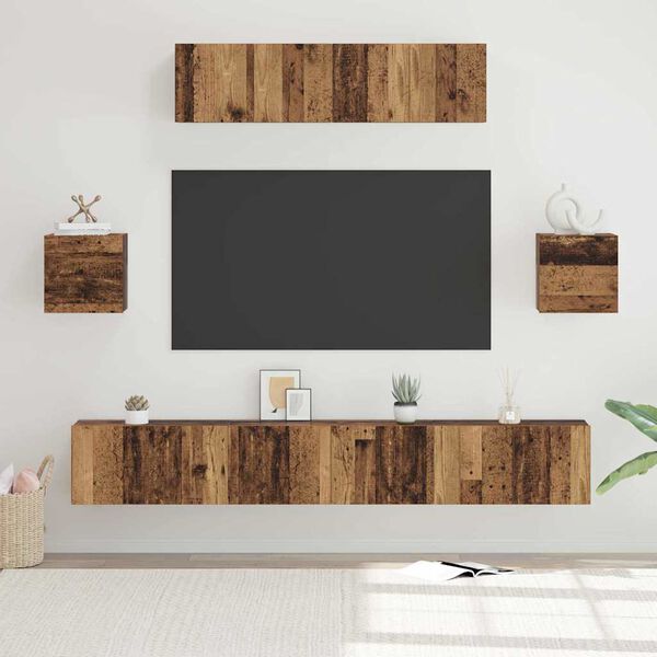 vidaXL TV Cabinet Set Wall-mounted 7 pcs Old Wood Engineered Wood