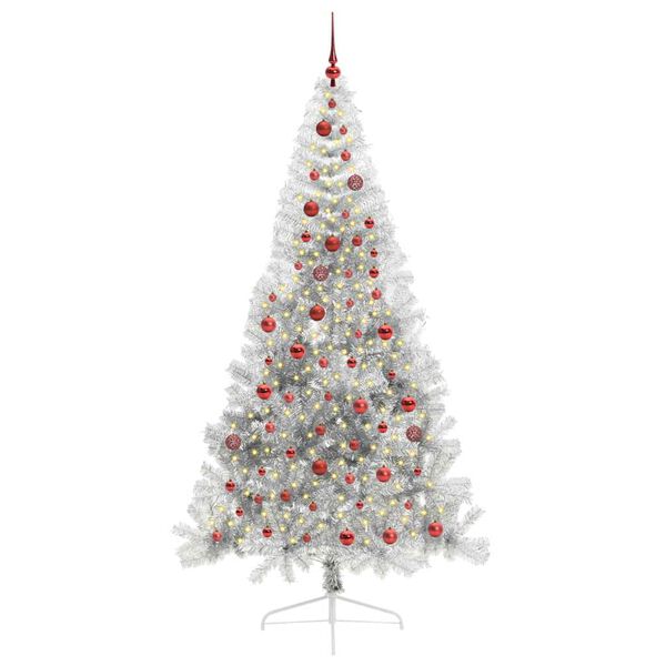 vidaXL Artificial Pre-lit Christmas Tree Silver 210 cm PET