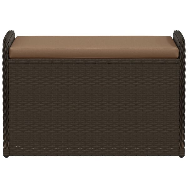 vidaXL Storage Bench with Cushion Brown 80x51x52 cm Poly Rattan