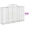 vidaXL Arched Gabion Baskets 40 pcs 200x30x120/140 cm Galvanised Iron