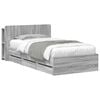 vidaXL Bed Frame with Storage Grey Sonoma 90 x 200 cm Engineered Wood