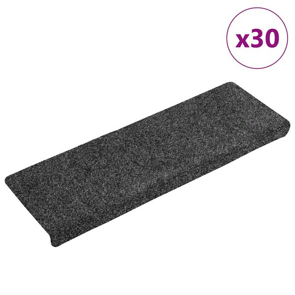 vidaXL Stair Mats Self-adhesive 30 pcs 65x21x4 cm Dark Grey Rectangular Edge
