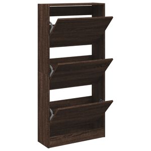 vidaXL Shoe Cabinet Brown Oak 60x21x125.5 cm Engineered Wood
