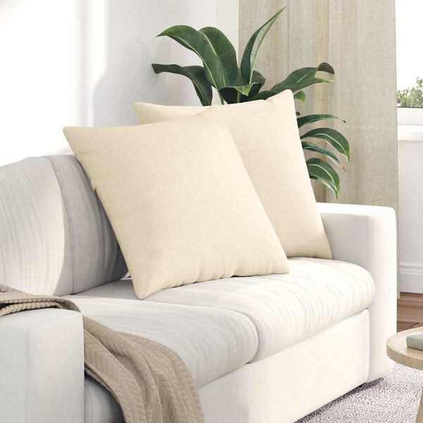 vidaXL Sofa Pillows 2 pcs Cream 80 x 80 cm Corduroy Fabric