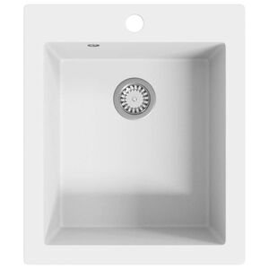vidaXL Overmount Kitchen Sink Single Basin Granite White
